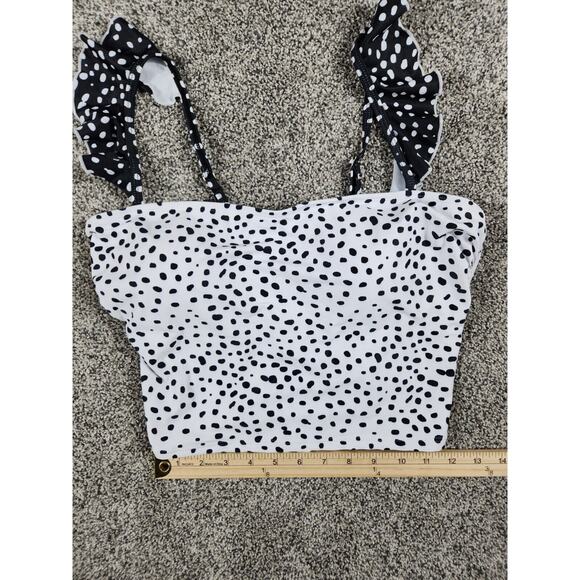 Junior Girls Halter Bikini Ruffle Top Girls Size Large Polka Dot - Picture 4 of 7
